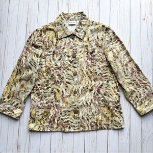Chico’s Womens Size Large Animal Print Button Closer Lightweight Jacket